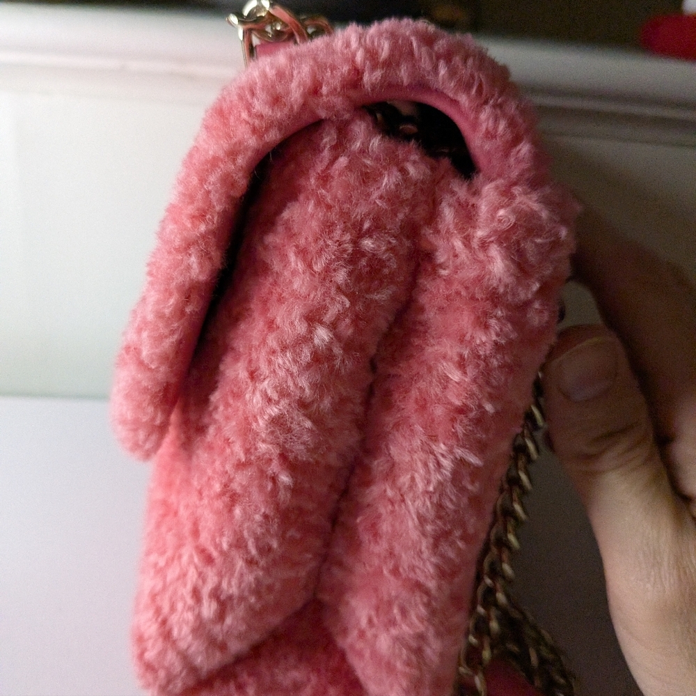 Kate Spade NATALIA faux Fur Medium Flap Crossbody Pink - Picture 4 of 7